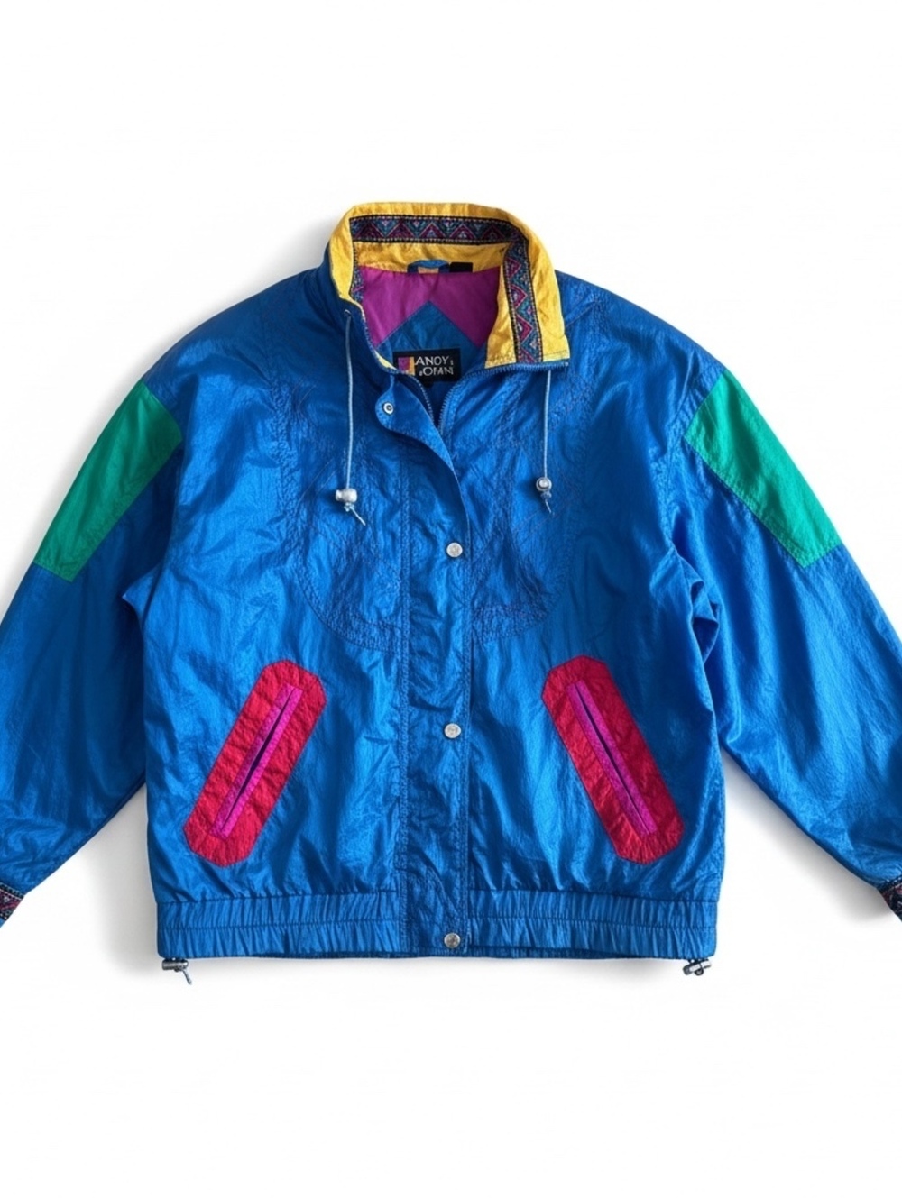 Vintage 80s 90s Andy Johns Windbreaker Jacket M Colorblock Nylon Retro Ski Coat